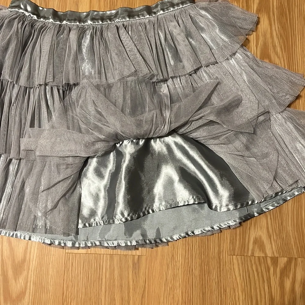 GAP Silver Tulle Layered Skirt, Size L 10